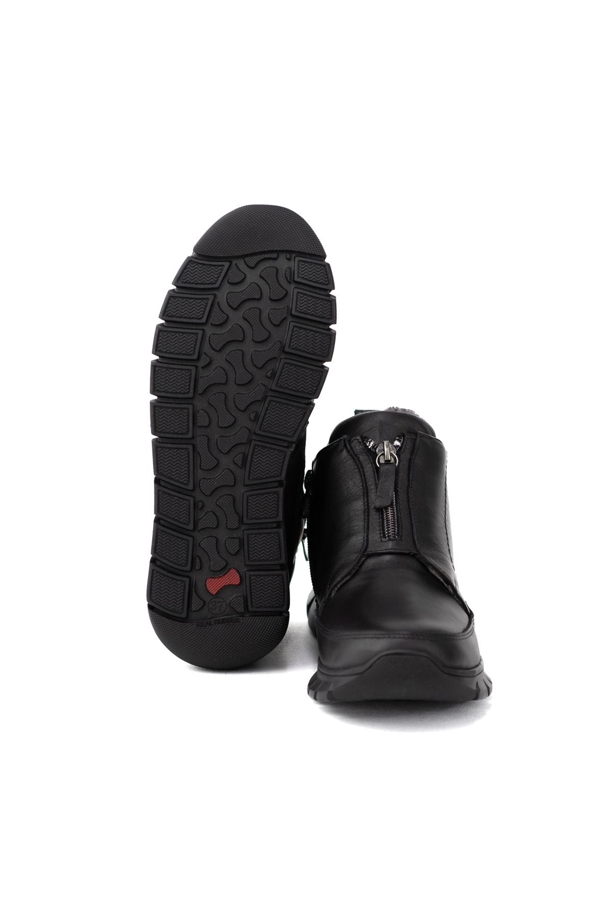 Kadın Fermuarlı Ortopedik Hakiki Gerçek Deri Klasik Anne Bot Kauçuk Taban Kürklü Tam Kalıp